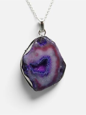 RARE PURPLE LACE X PINK LACE AGATE DRUZY VINTAGE NECKLACE
